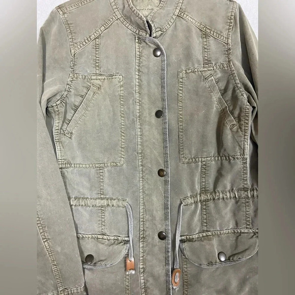 Hinge Green Rayon Blend Lightweight Full Zip Military Utility Jacket Sz XS - Picture 3 of 15